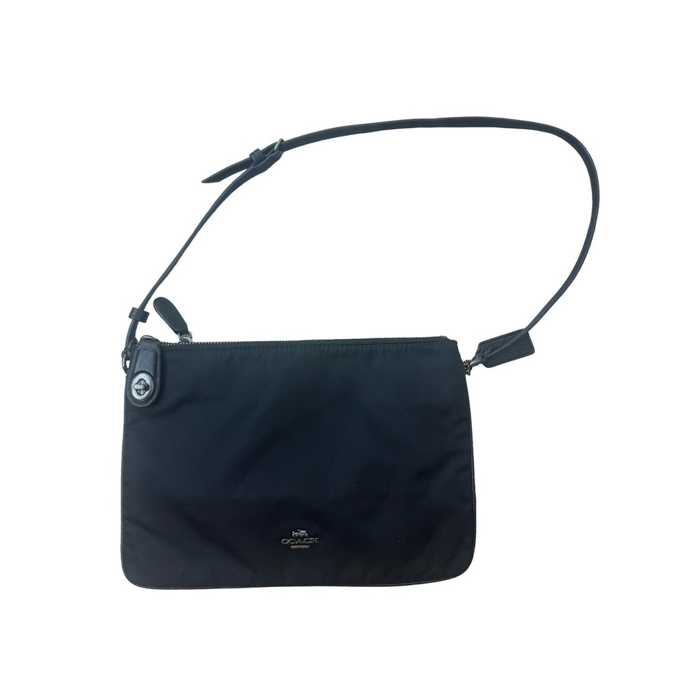 Coach Black Nylon Crossbody Shoulder Bag F57899 Multi Zip Compartments